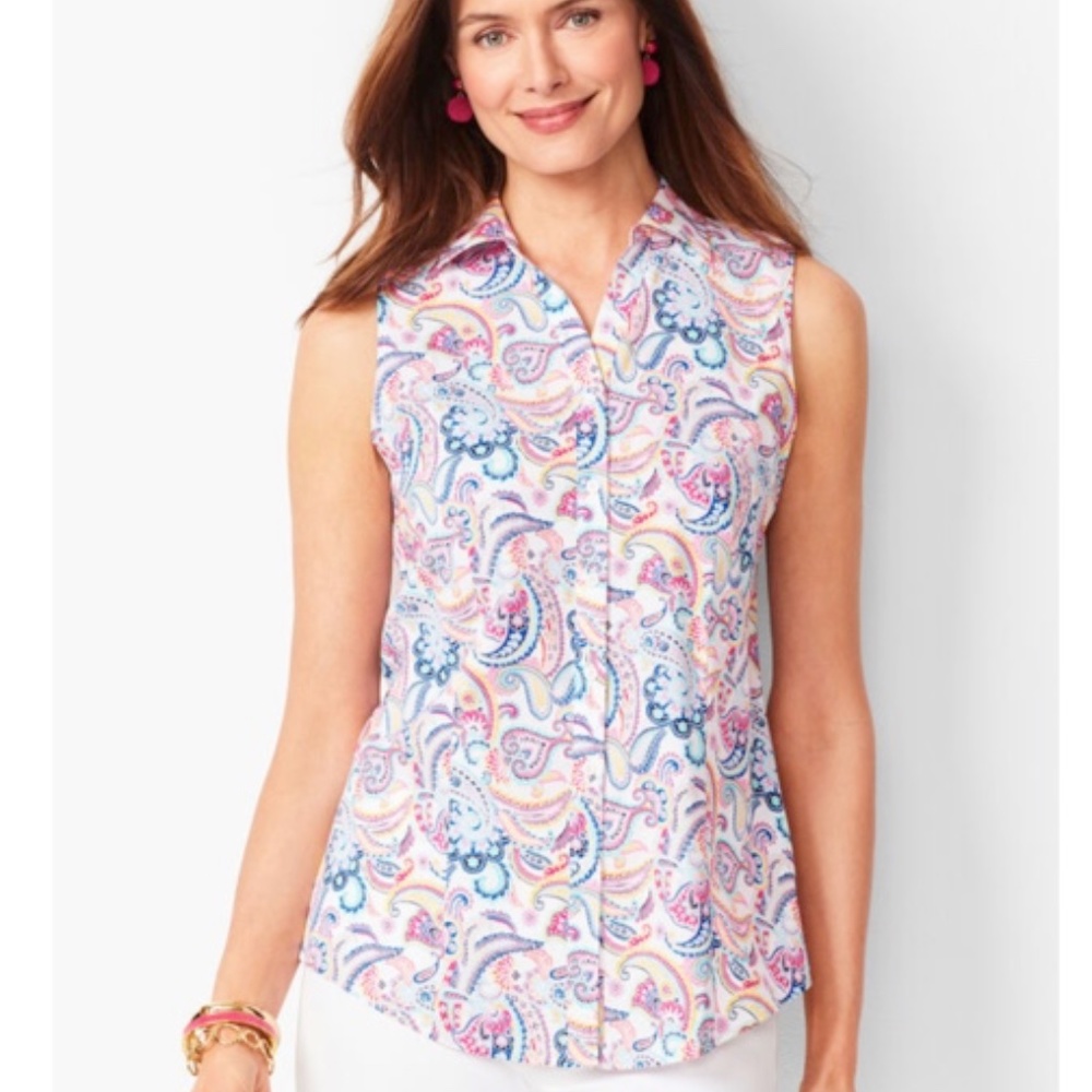 Talbots Sleeveless Button Down Shirt- Paisley 10P
